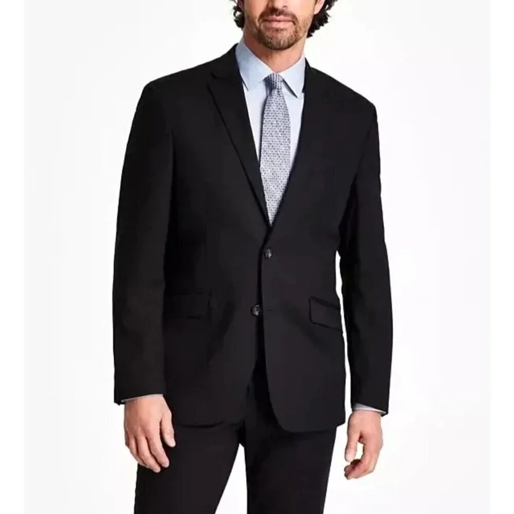 NEW Kenneth Cole Men's L Black Stretch Suit Jacket Blazer Unlined